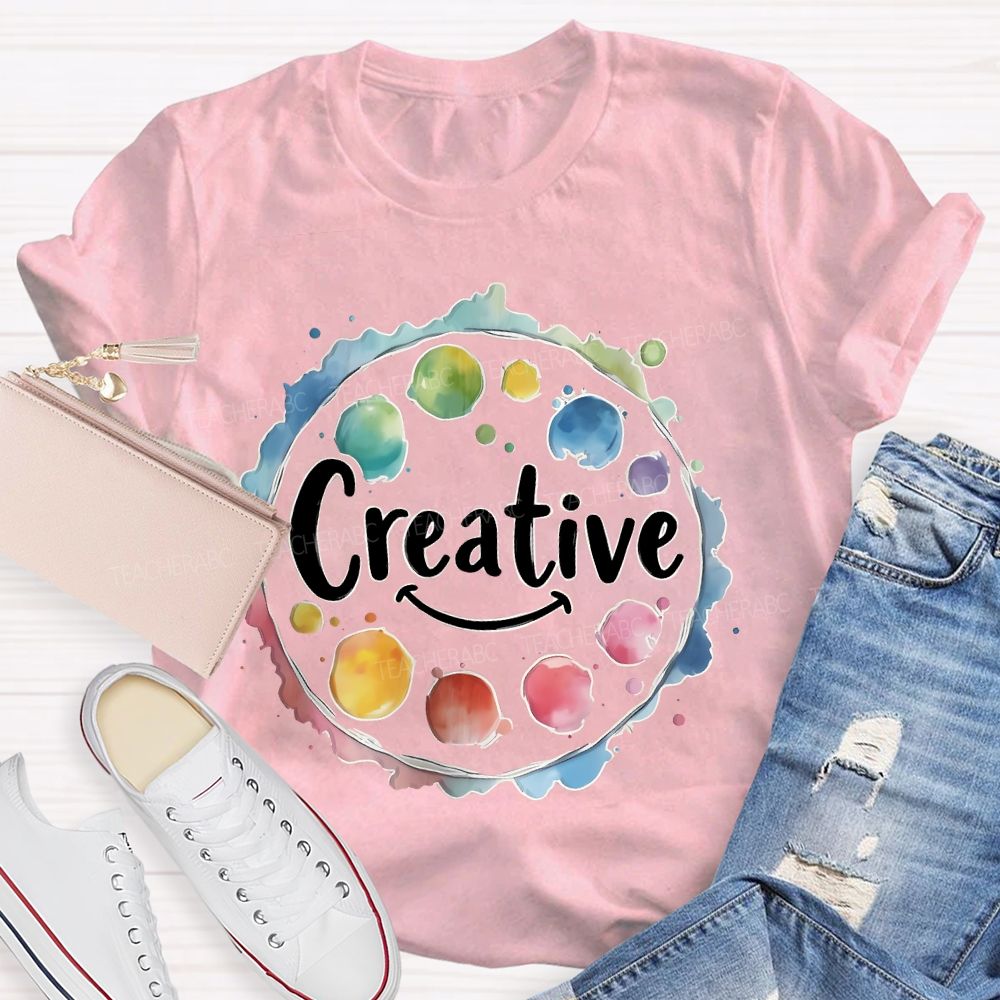 Creative Smiley Face Palette Teacher T-shirt