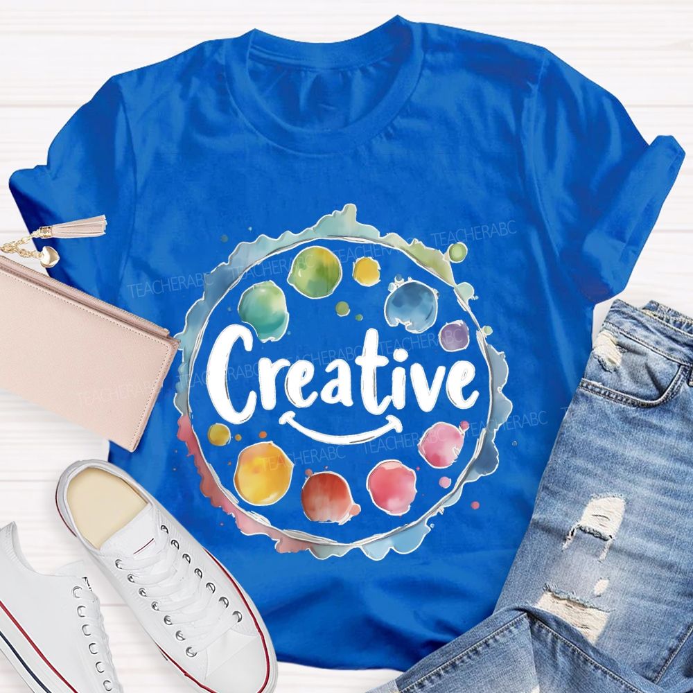 Creative Smiley Face Palette Teacher T-shirt