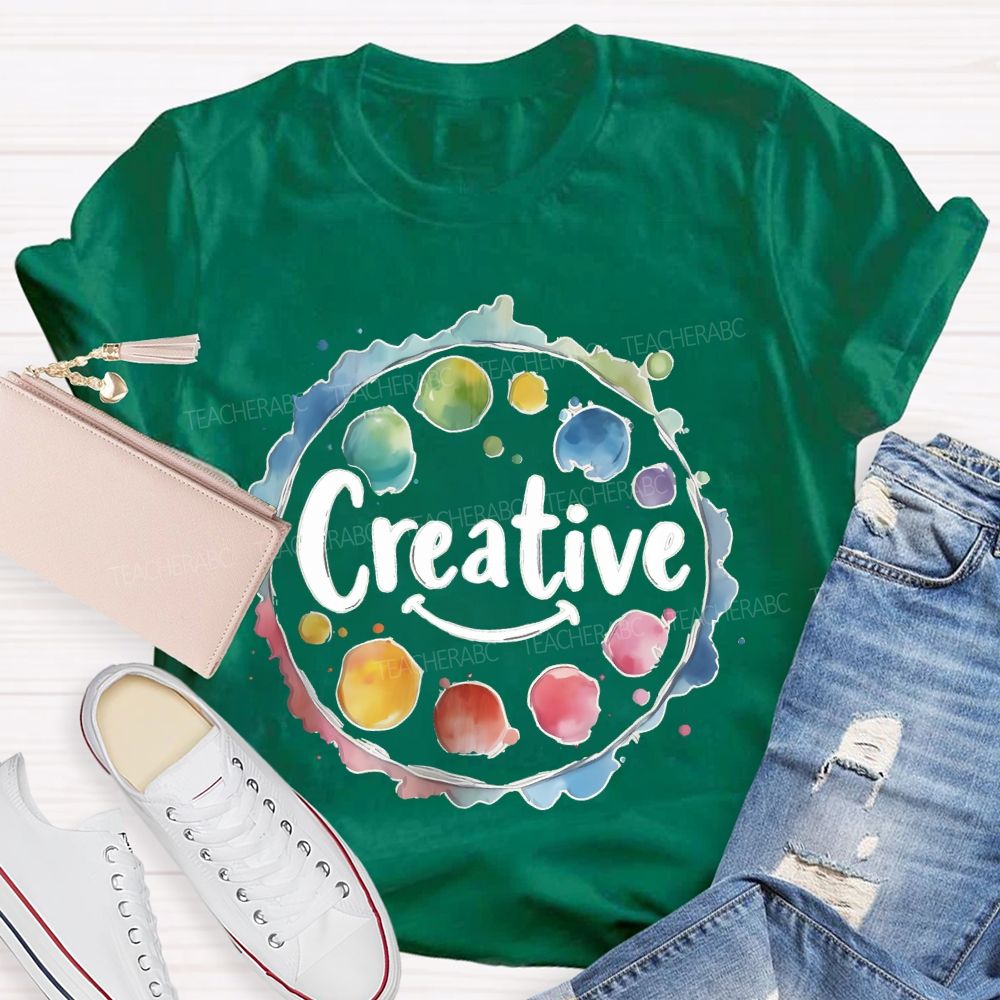 Creative Smiley Face Palette Teacher T-shirt