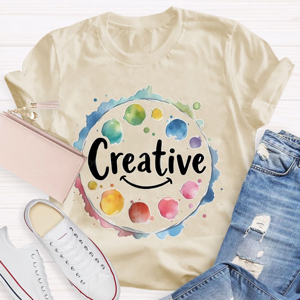 Creative Smiley Face Palette Teacher T-shirt