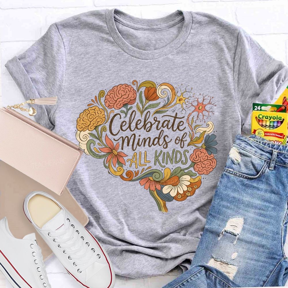 Celebrate Minds Of All Kinds Brain Flower Teacher T-shirt