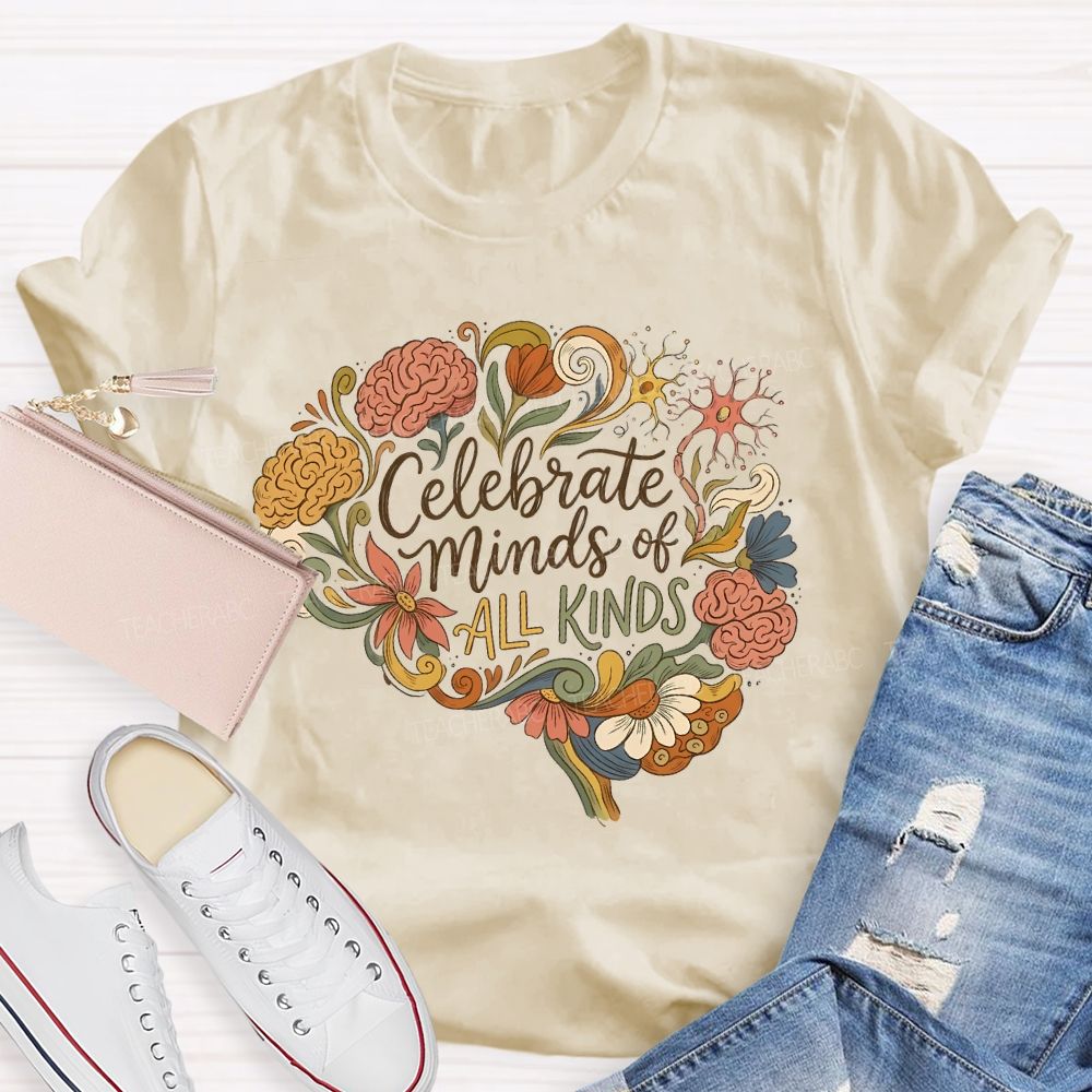Celebrate Minds Of All Kinds Brain Flower Teacher T-shirt