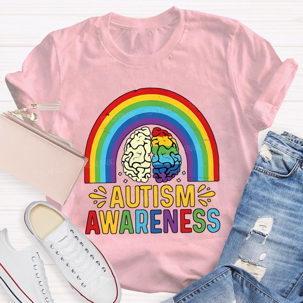 Autism Awareness Rainbow Print Special Education Teacher T-shirt