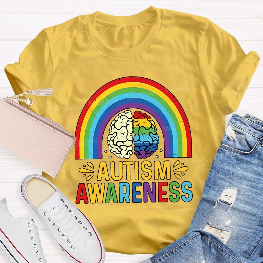 Autism Awareness Rainbow Print Special Education Teacher T-shirt