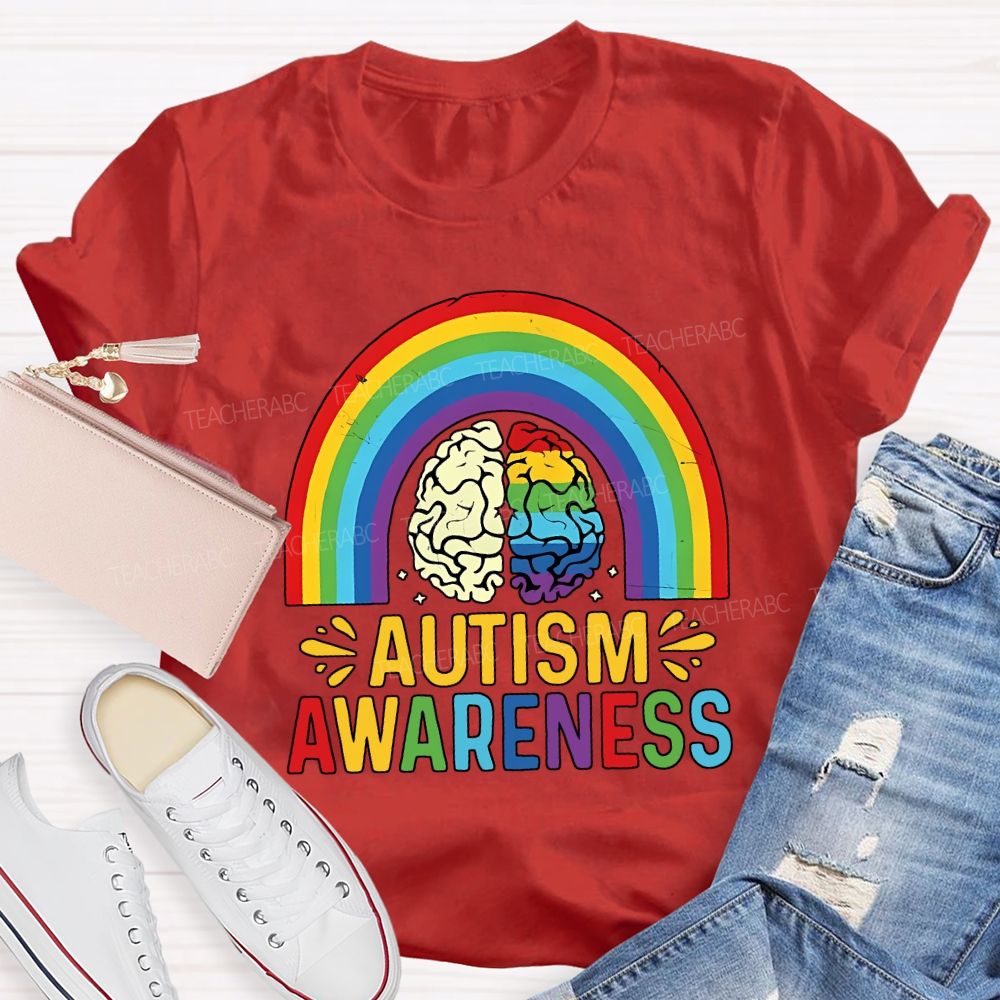 Autism Awareness Rainbow Print Special Education Teacher T-shirt