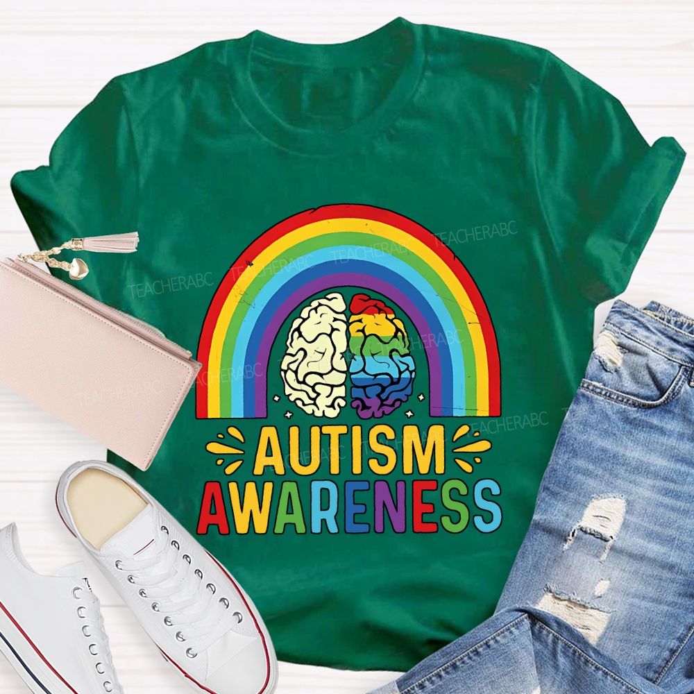 Autism Awareness Rainbow Print Special Education Teacher T-shirt