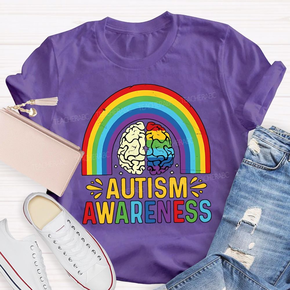 Autism Awareness Rainbow Print Special Education Teacher T-shirt