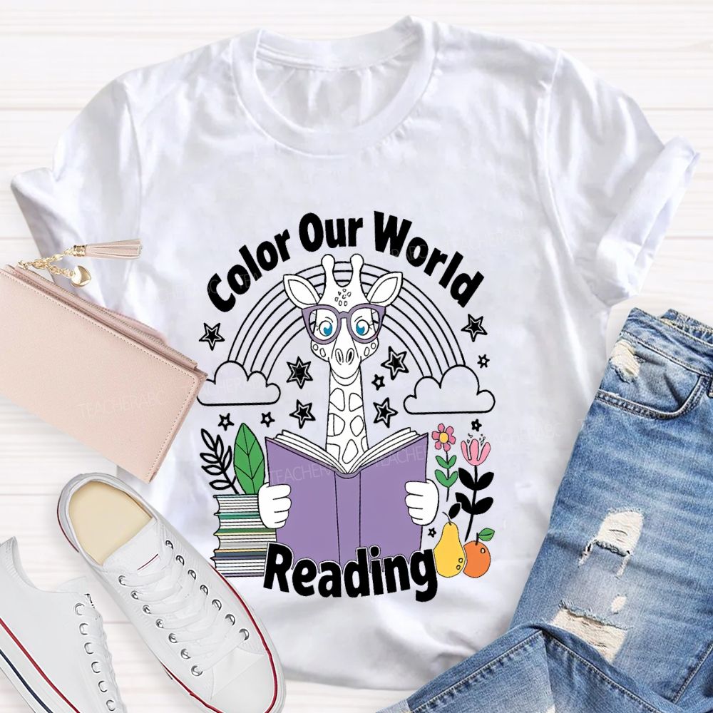 Color Our World Reading Teacher T-shirt