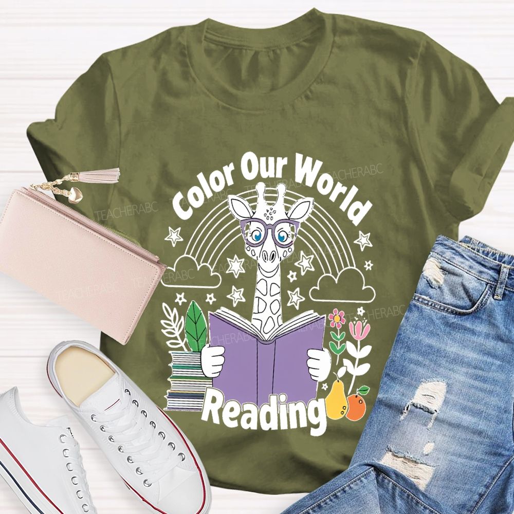 Color Our World Reading Teacher T-shirt