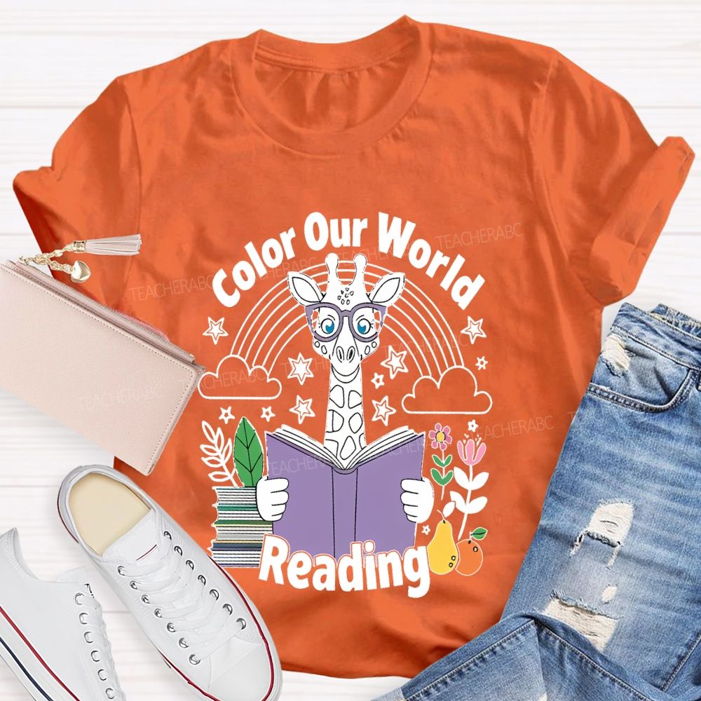 Color Our World Reading Teacher T-shirt