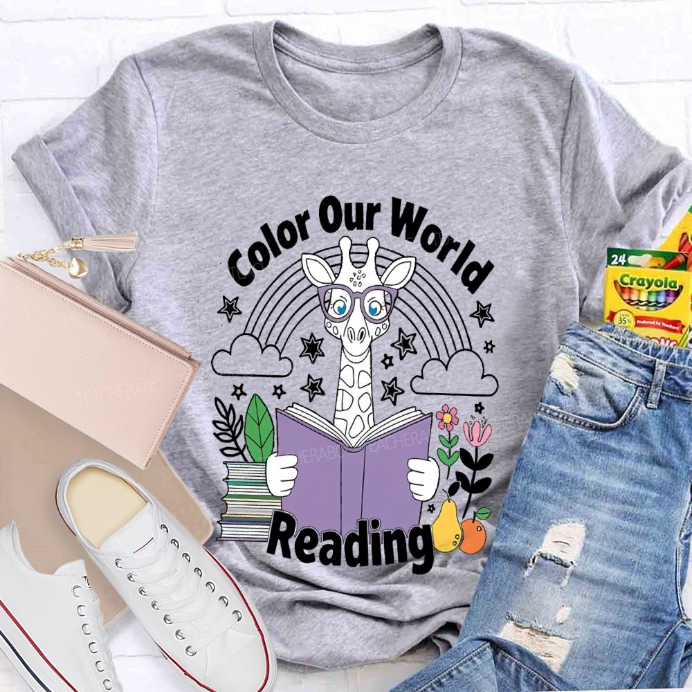 Color Our World Reading Teacher T-shirt