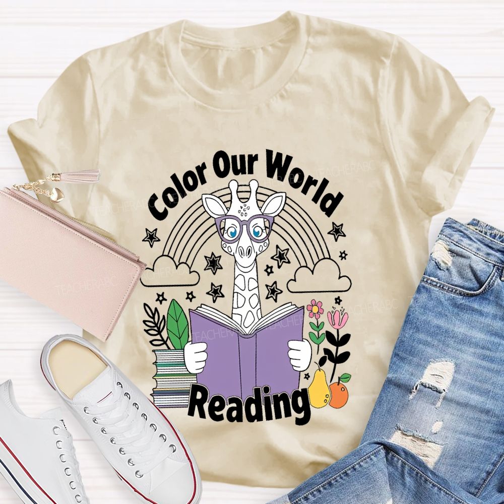 Color Our World Reading Teacher T-shirt