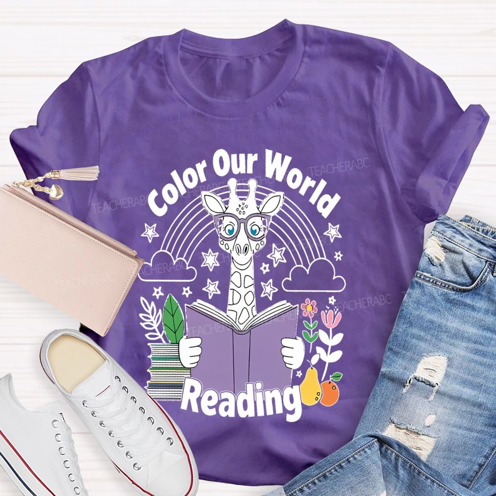 Color Our World Reading Teacher T-shirt