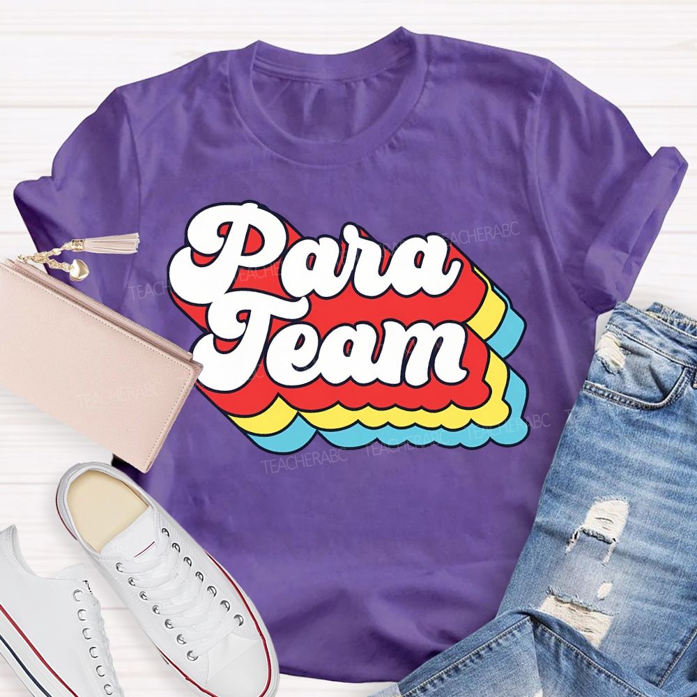Para Team Colored Overlay Letters Teacher T-shirt