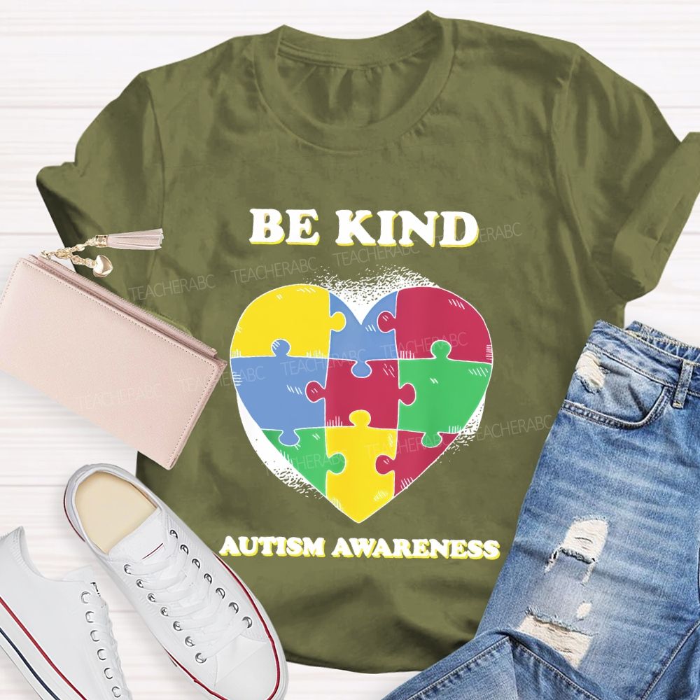 Be Kind Autism Awareness Love Puzzle Teacher T-shirt