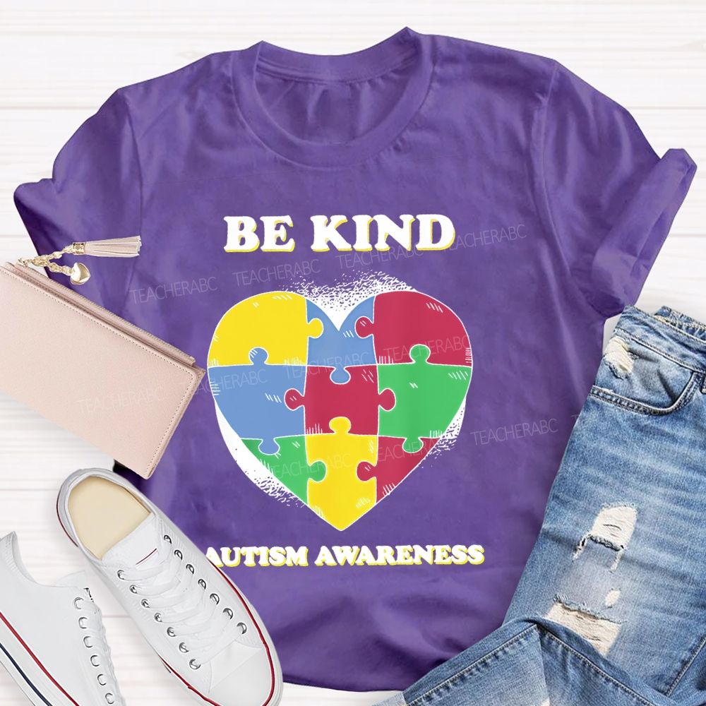 Be Kind Autism Awareness Love Puzzle Teacher T-shirt