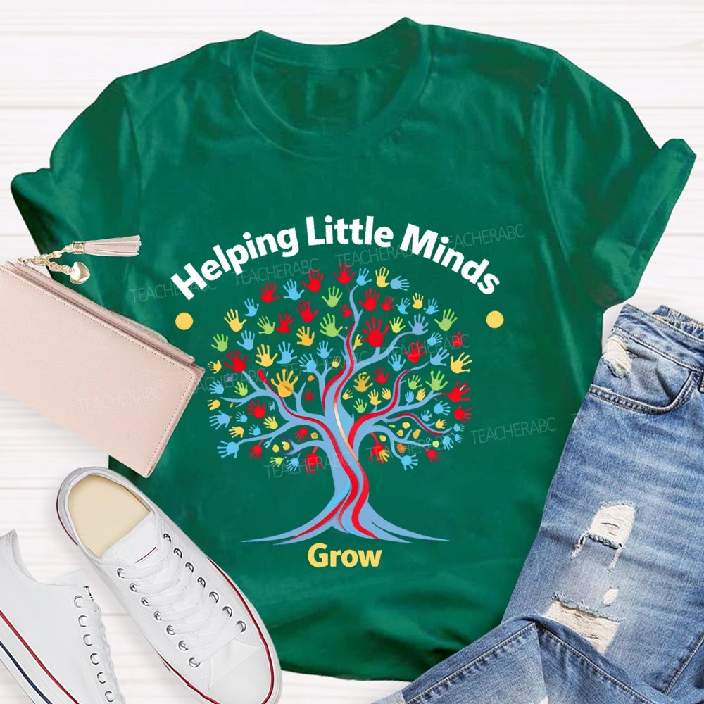 Helping Little Minds Grow Handprint Tree Teacher T-shirt