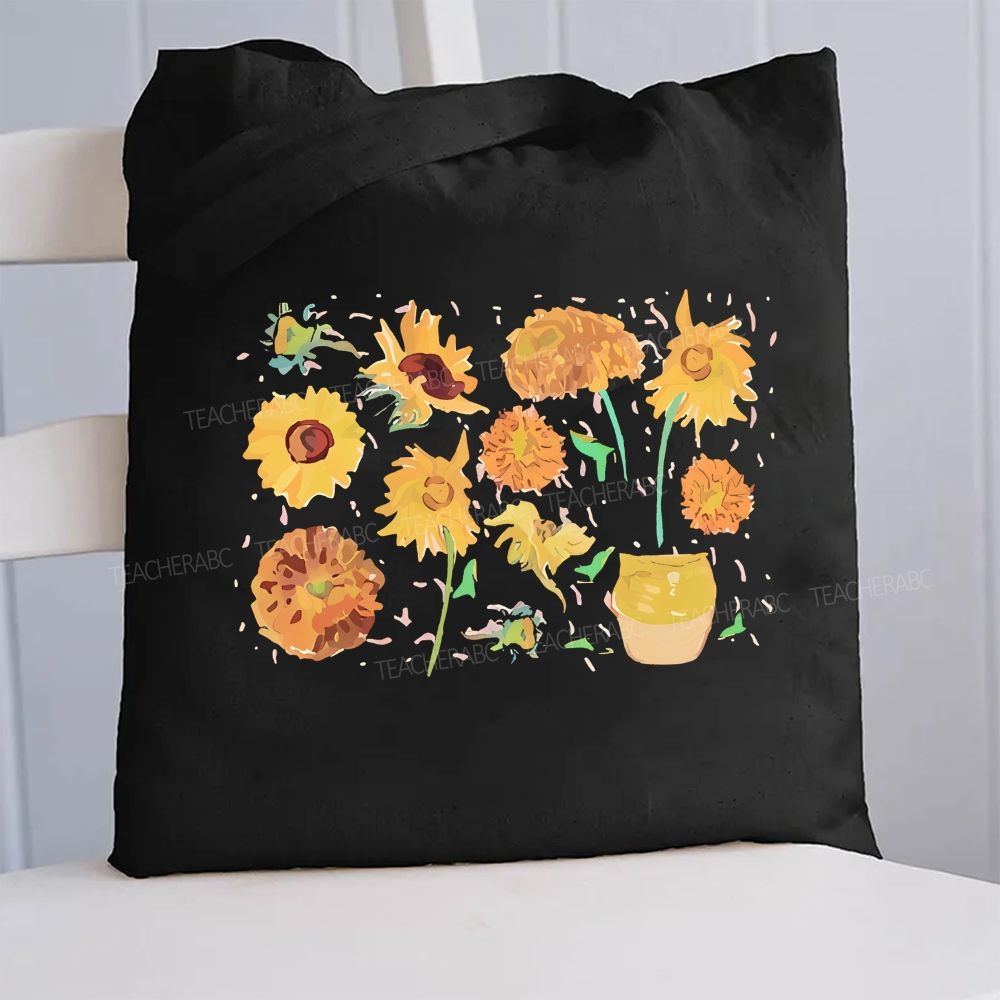 Art Sunflower Flower Canvas Tote Bag