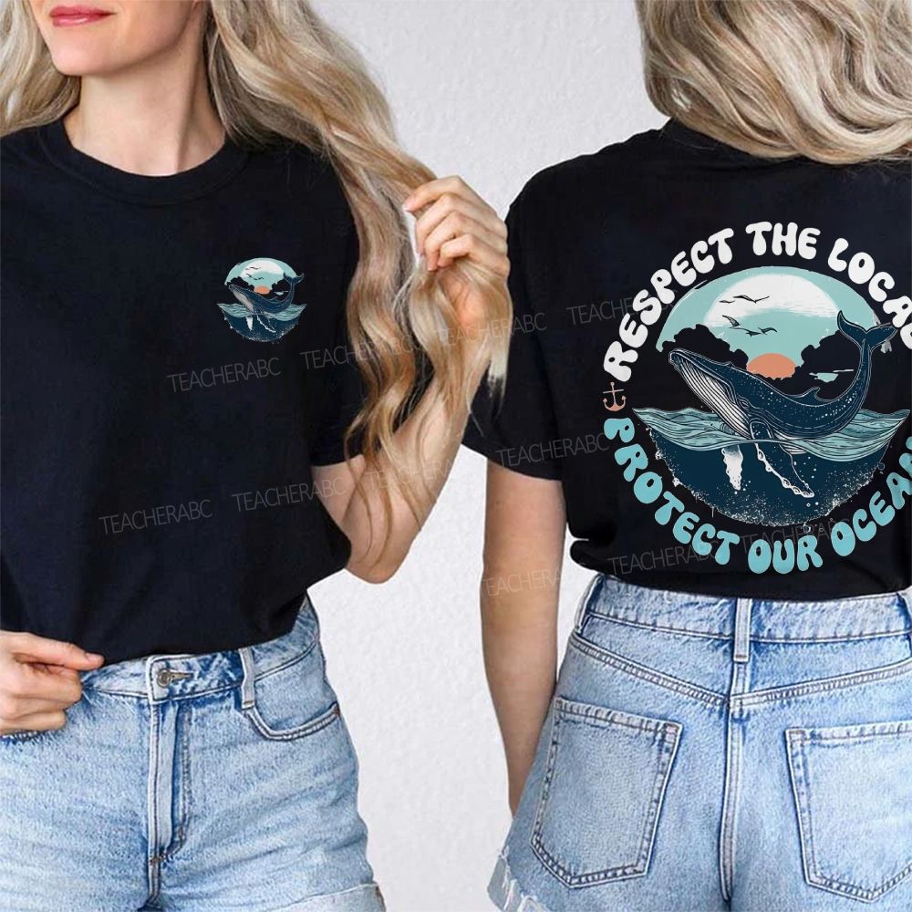 Protect Our Oceans Respect The Locals Double Printed T-shirt
