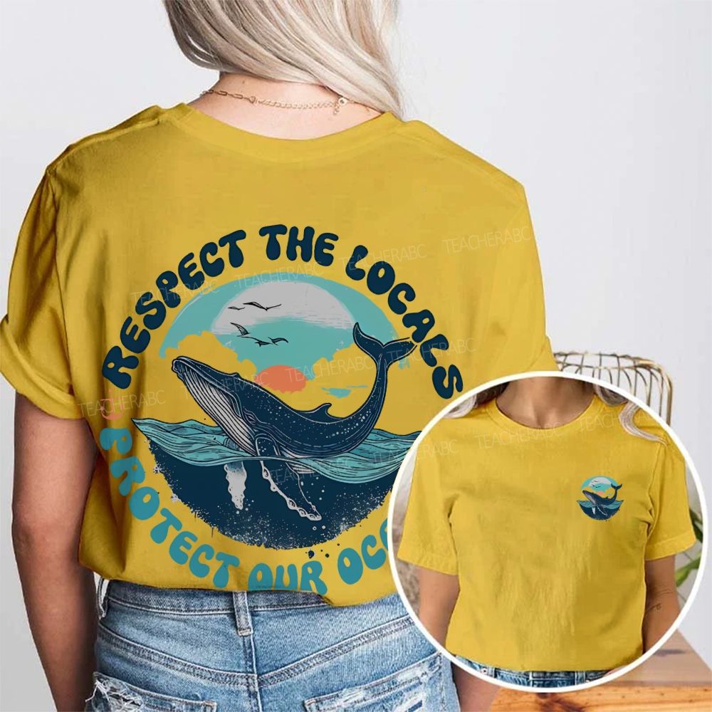 Protect Our Oceans Respect The Locals Double Printed T-shirt