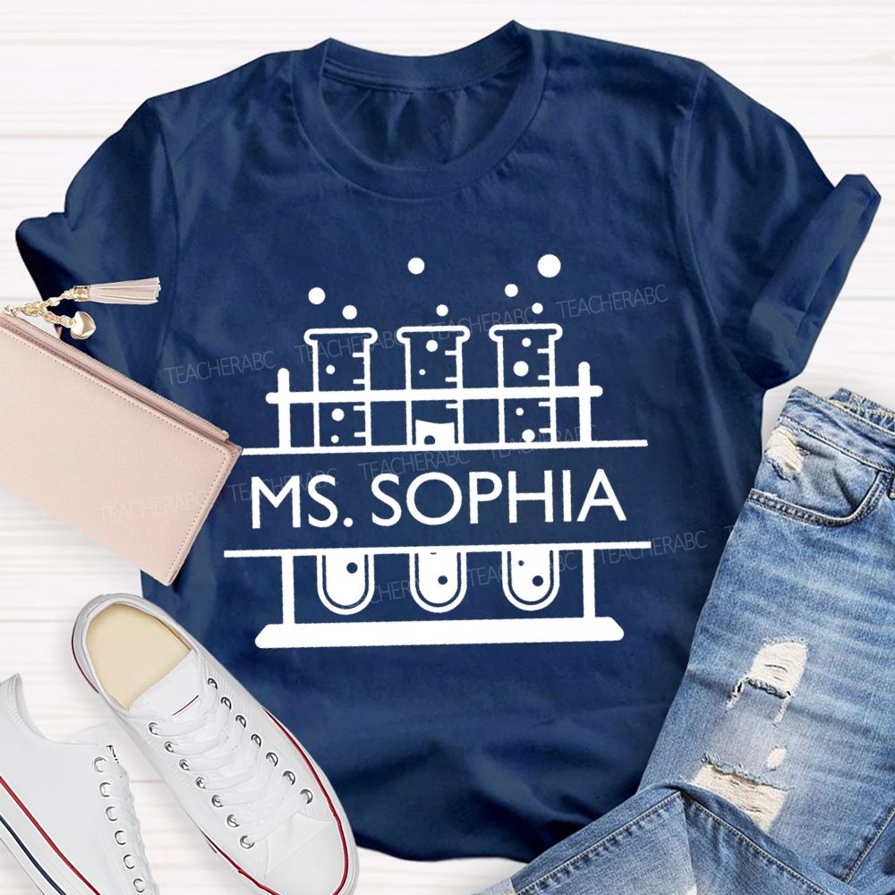 Personalized Name Science Reagent Bottle Teacher T-Shirt