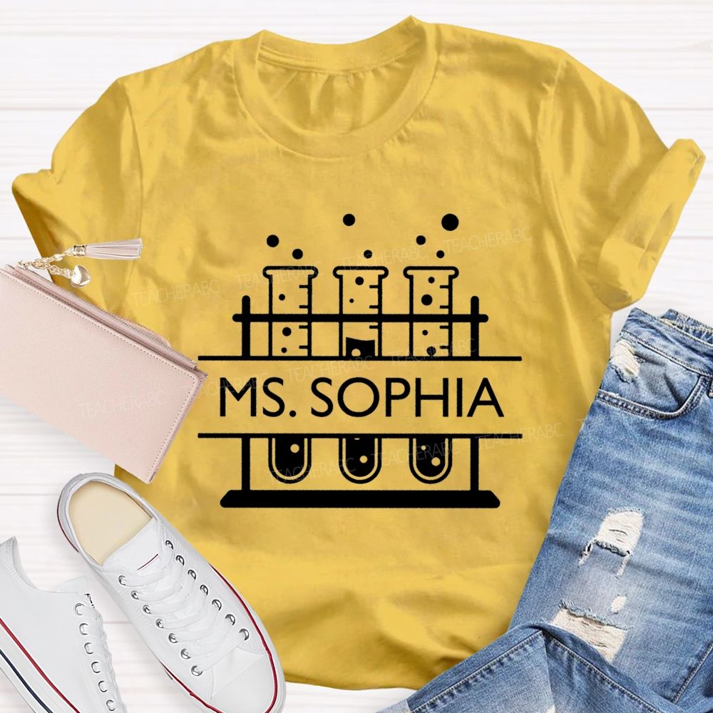 Personalized Name Science Reagent Bottle Teacher T-Shirt