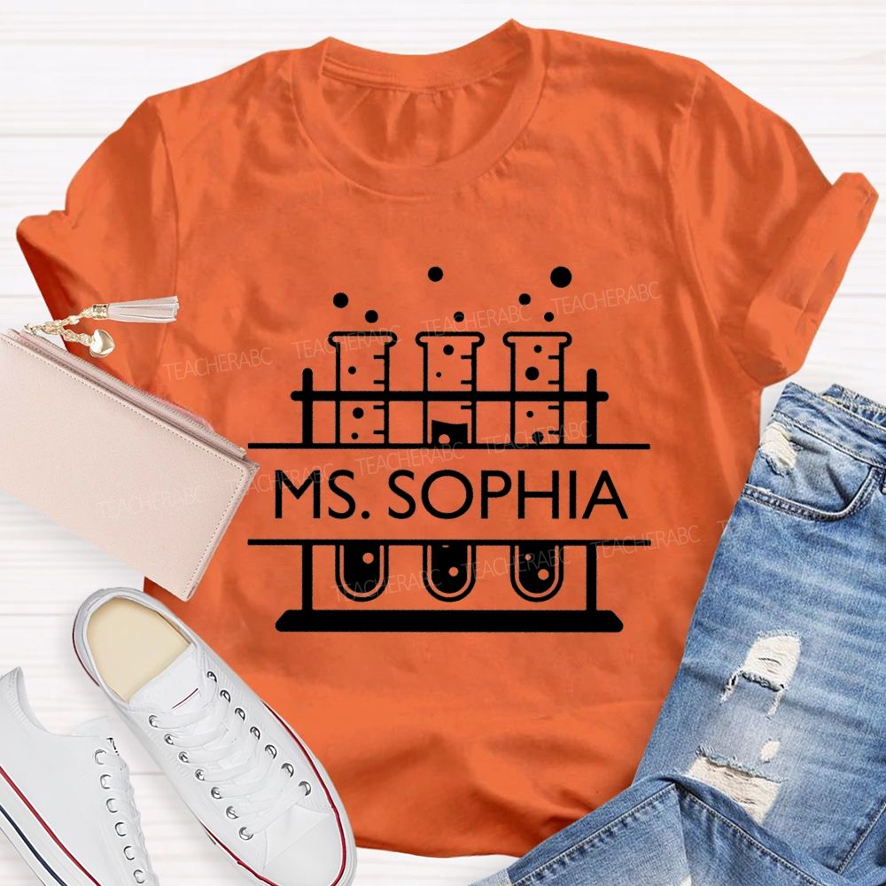 Personalized Name Science Reagent Bottle Teacher T-Shirt
