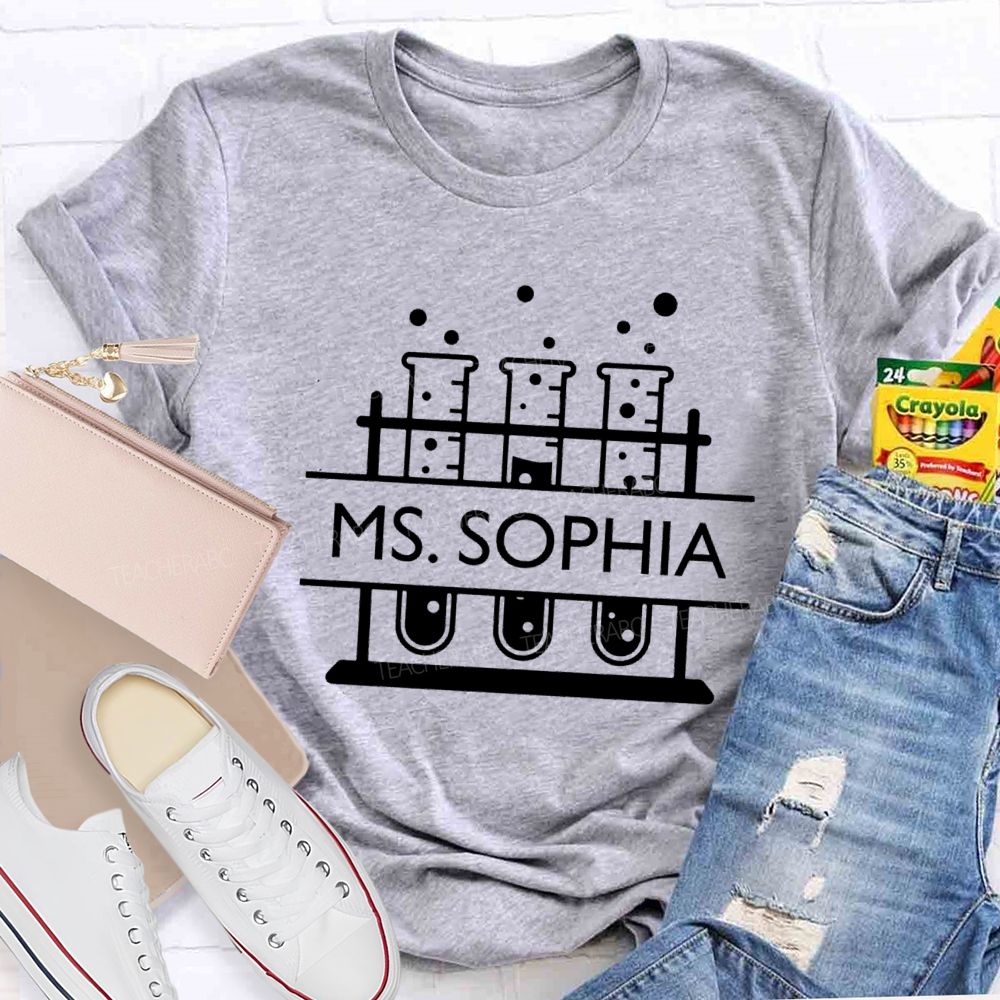 Personalized Name Science Reagent Bottle Teacher T-Shirt