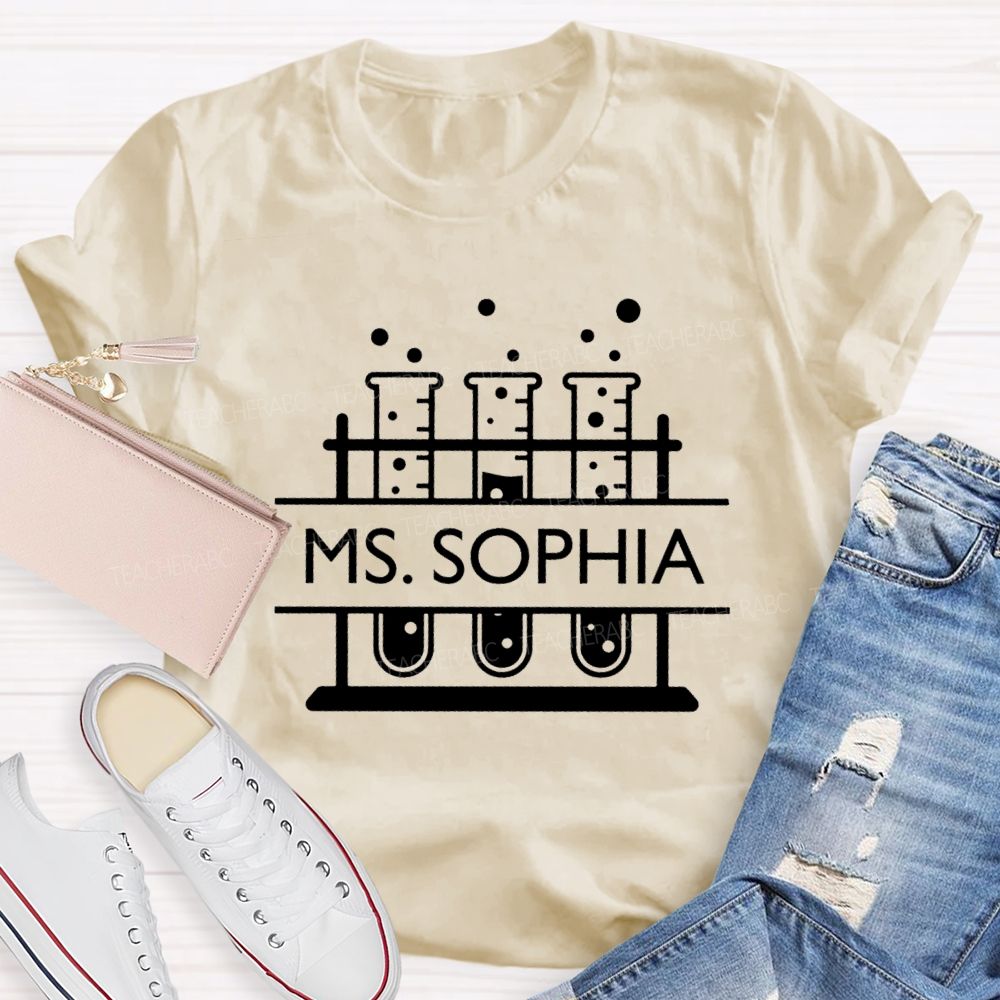 Personalized Name Science Reagent Bottle Teacher T-Shirt