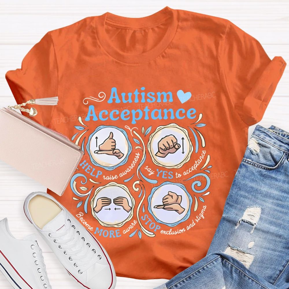 Autism Acceptance Help Raise Awareness Teacher T-shirt