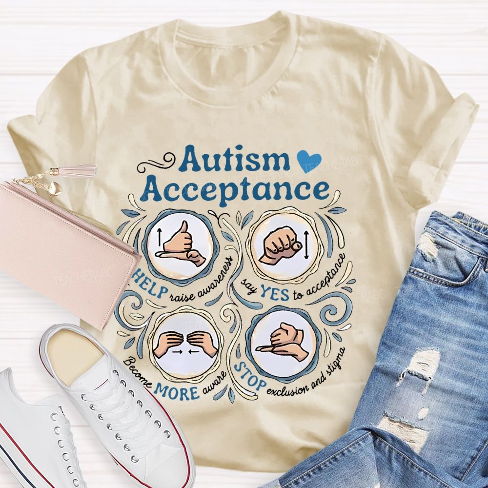 Autism Acceptance Help Raise Awareness Teacher T-shirt