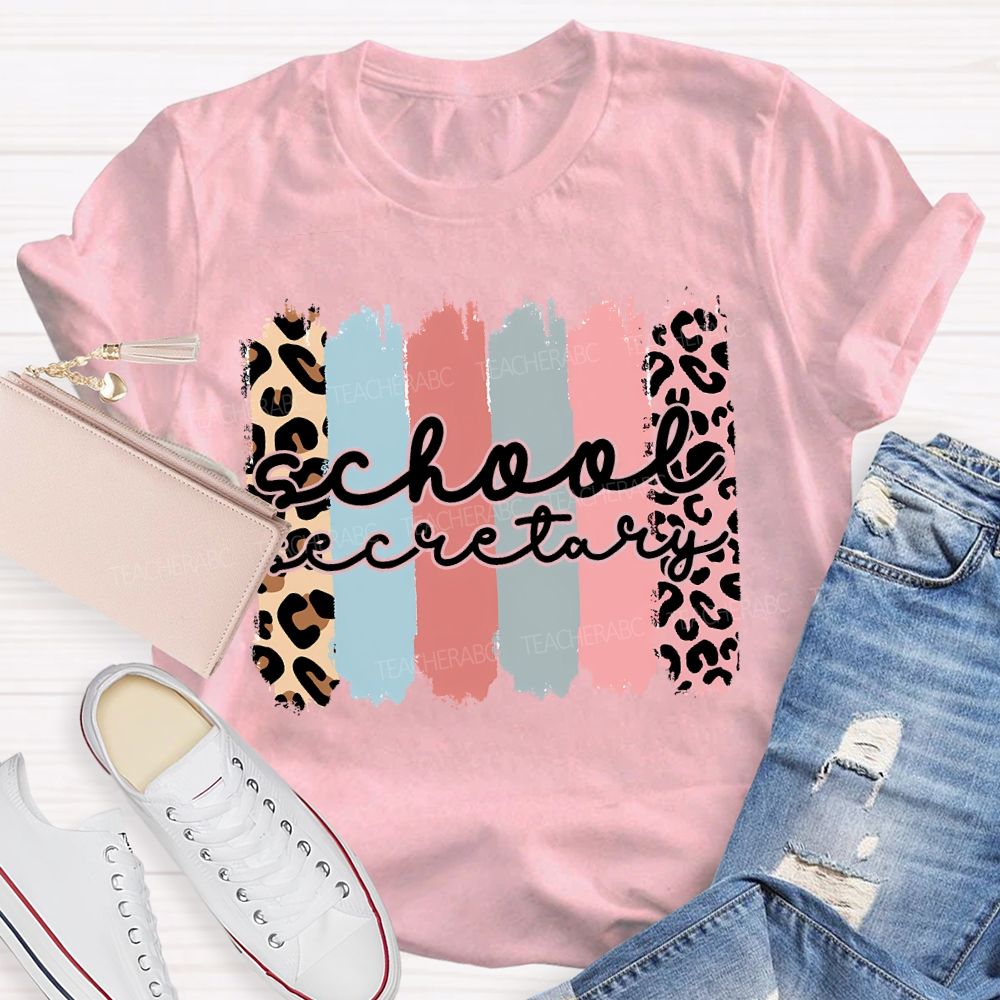School Secretary Leopard Print Color Print T-shirt