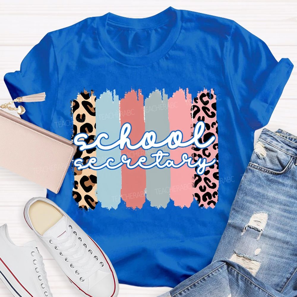 School Secretary Leopard Print Color Print T-shirt