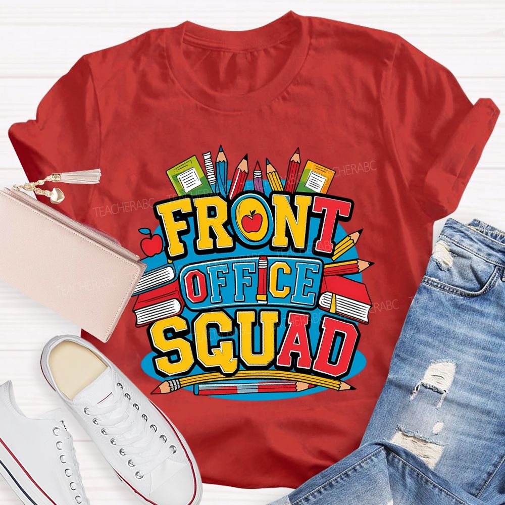 Front Office Squad Colored Pencils And Books T-shirt