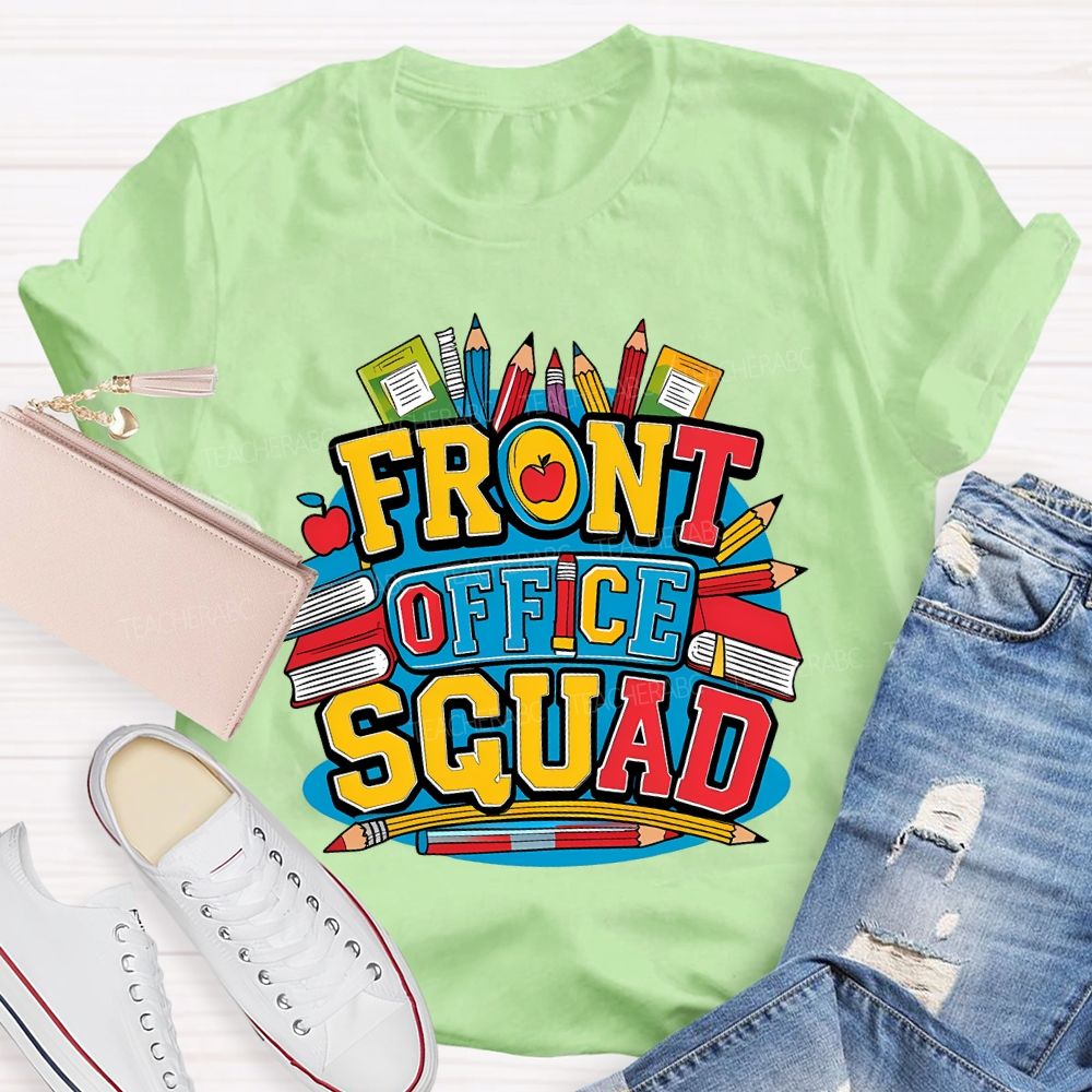 Front Office Squad Colored Pencils And Books T-shirt