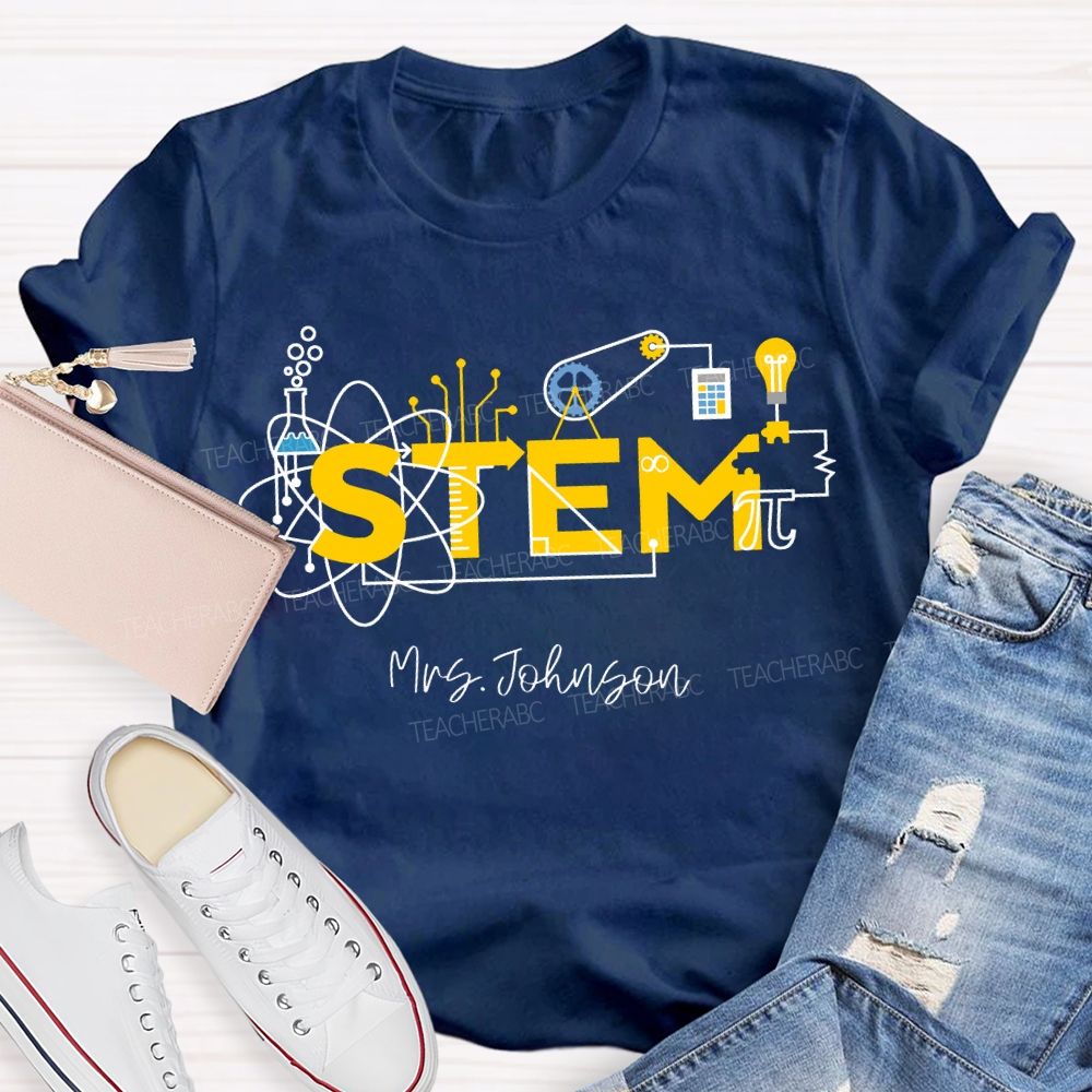 Personalized Name Stem Teacher Various Experimental Equipment T-shirt