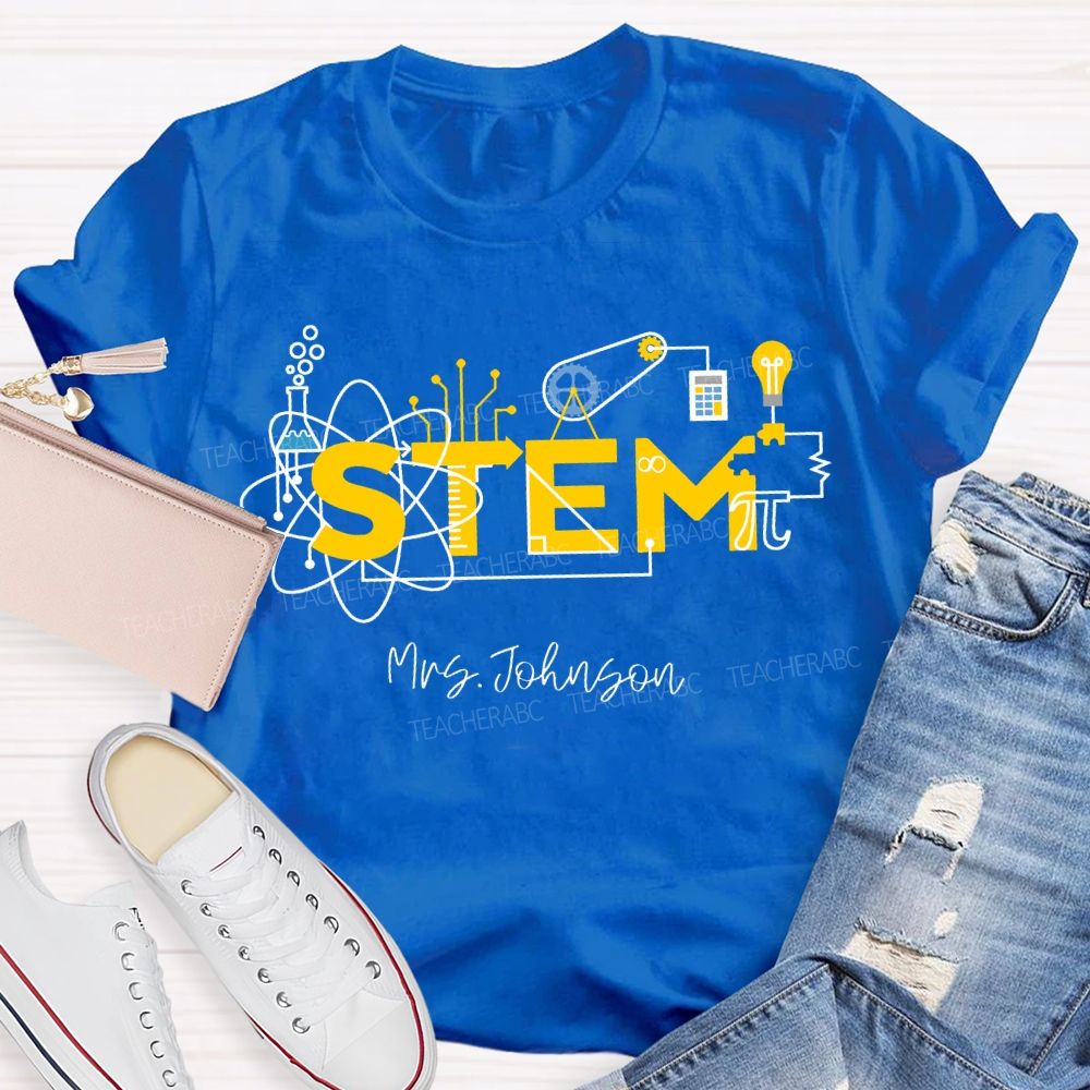 Personalized Name Stem Teacher Various Experimental Equipment T-shirt
