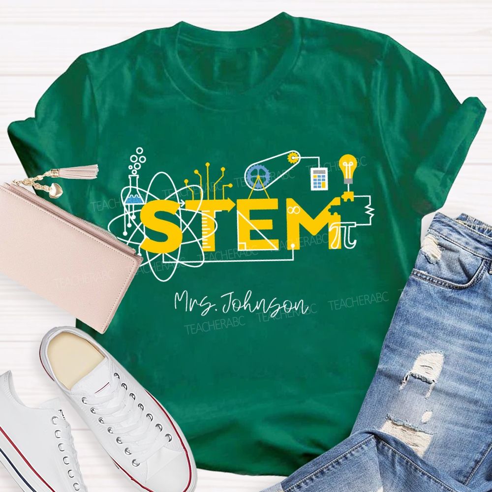 Personalized Name Stem Teacher Various Experimental Equipment T-shirt