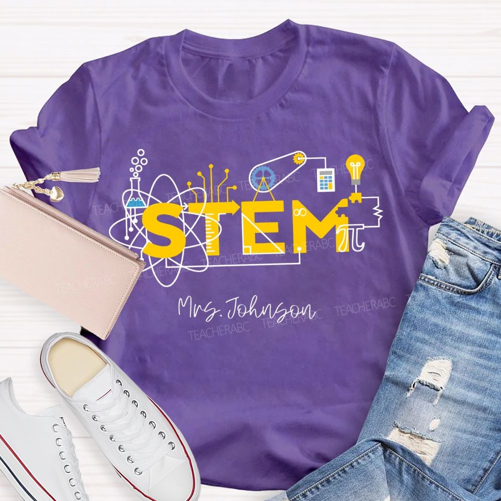 Personalized Name Stem Teacher Various Experimental Equipment T-shirt