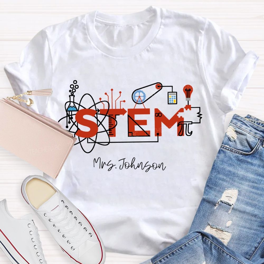 Personalized Name Stem Teacher Various Experimental Equipment T-shirt
