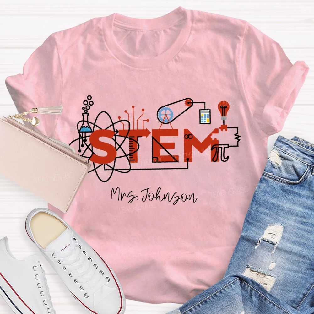 Personalized Name Stem Teacher Various Experimental Equipment T-shirt