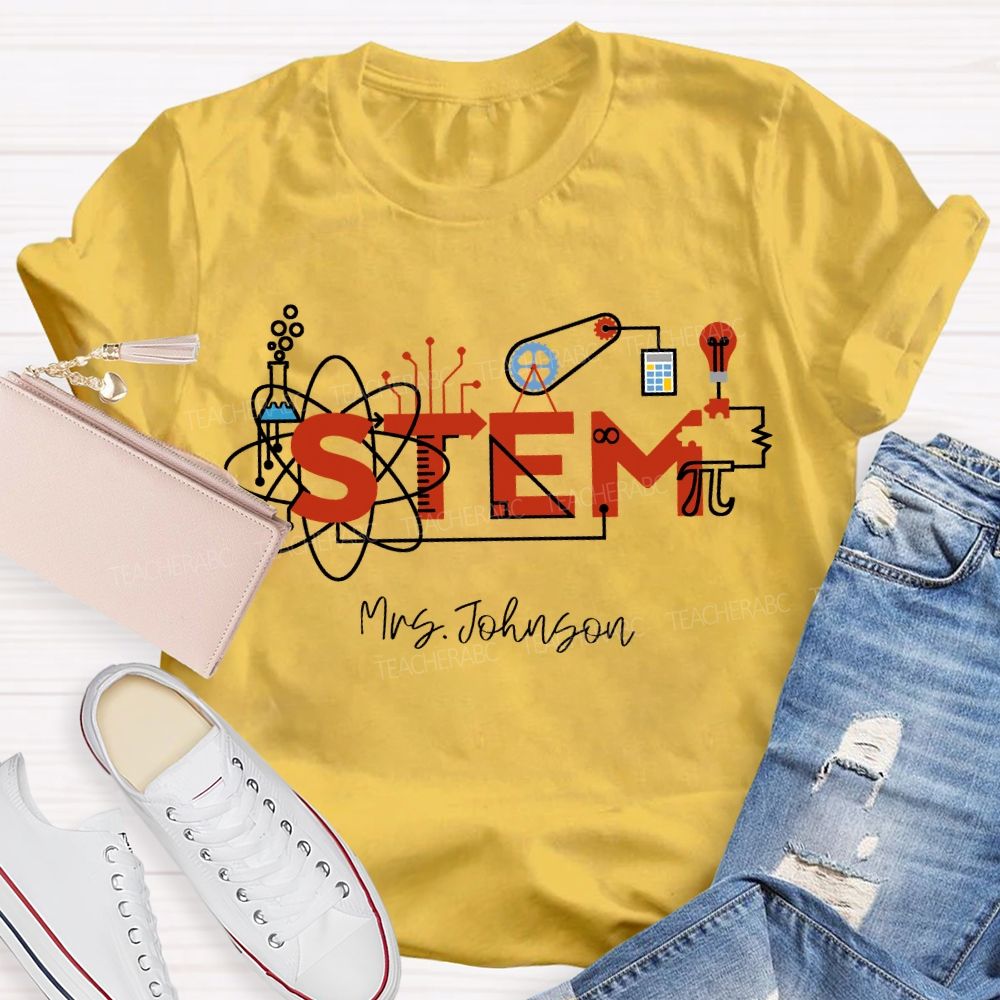 Personalized Name Stem Teacher Various Experimental Equipment T-shirt