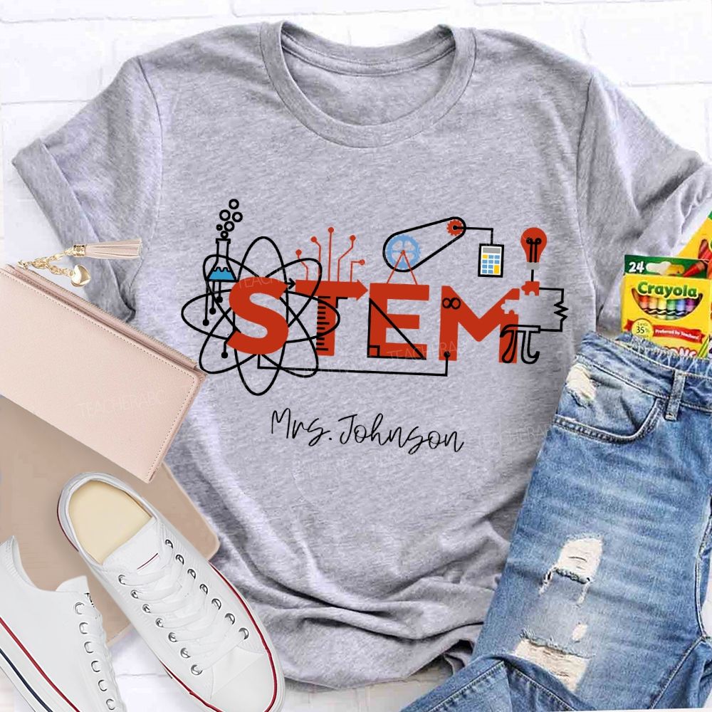Personalized Name Stem Teacher Various Experimental Equipment T-shirt