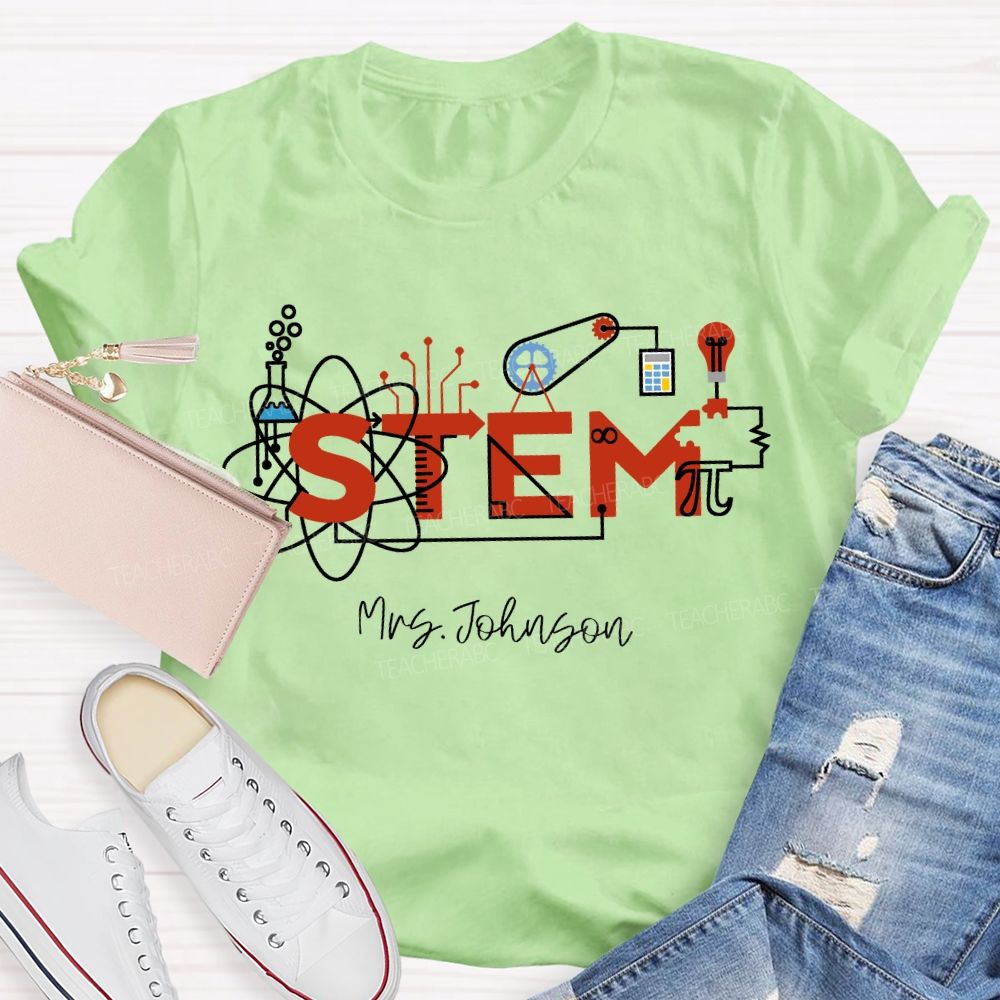Personalized Name Stem Teacher Various Experimental Equipment T-shirt