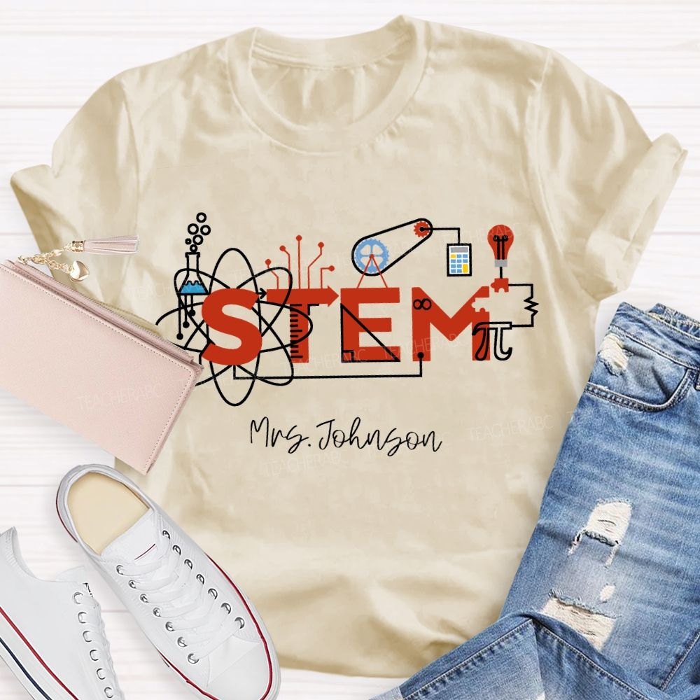 Personalized Name Stem Teacher Various Experimental Equipment T-shirt