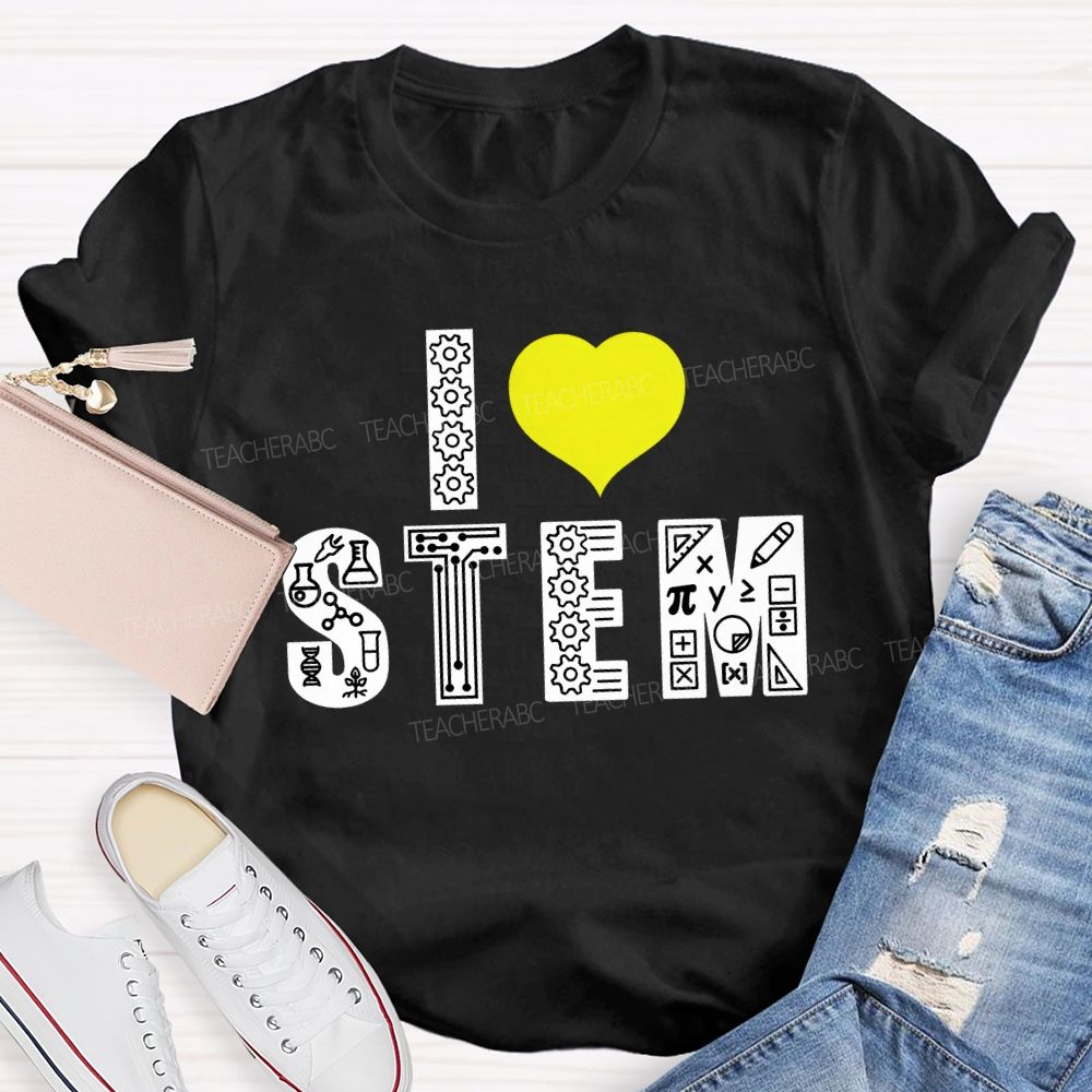 I Love Stem And Heart Teacher T-shirt
