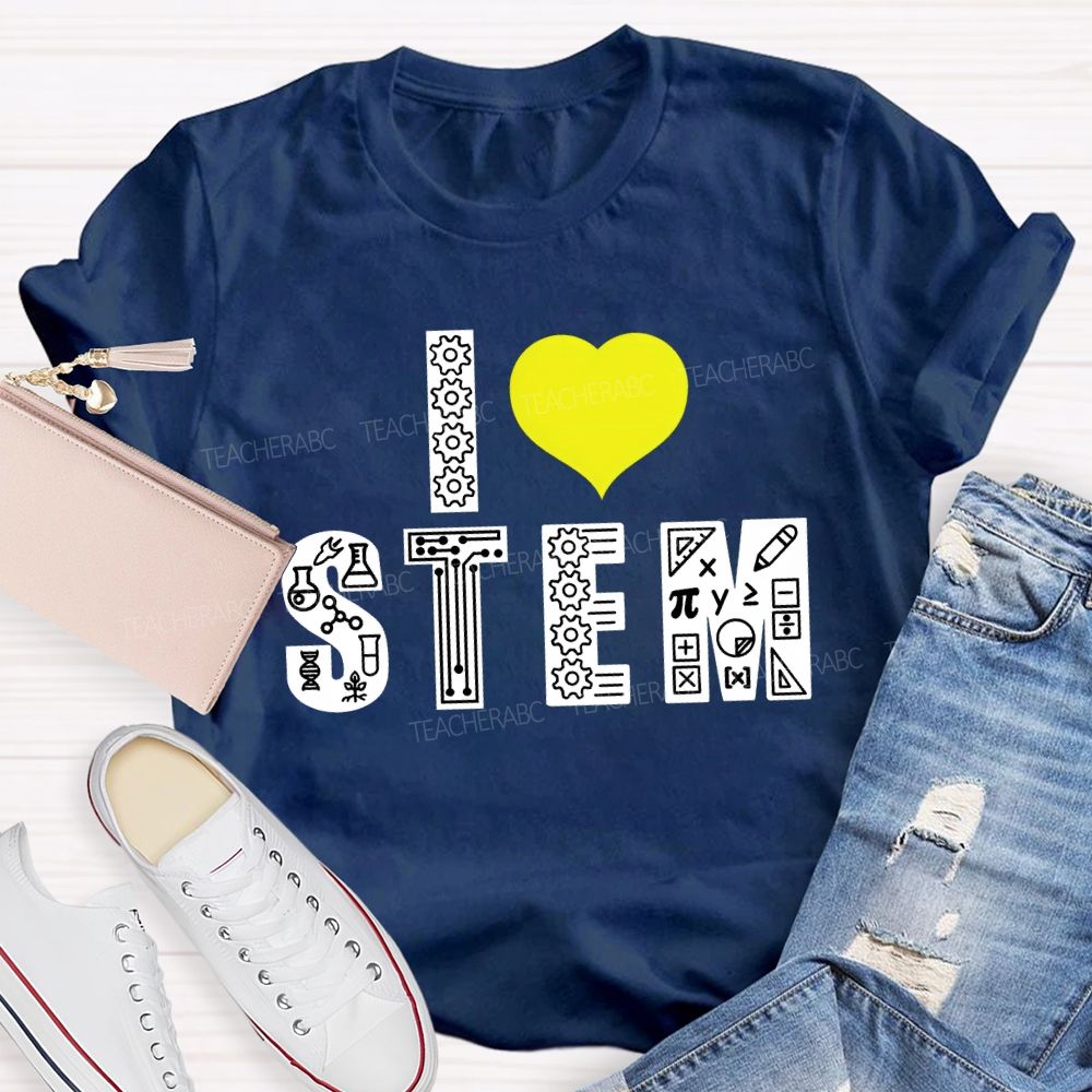 I Love Stem And Heart Teacher T-shirt