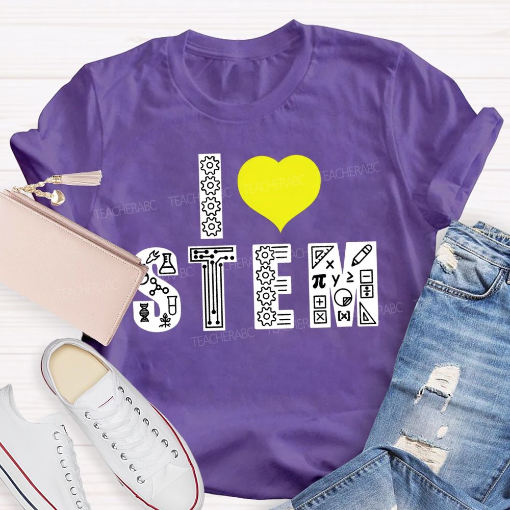 I Love Stem And Heart Teacher T-shirt