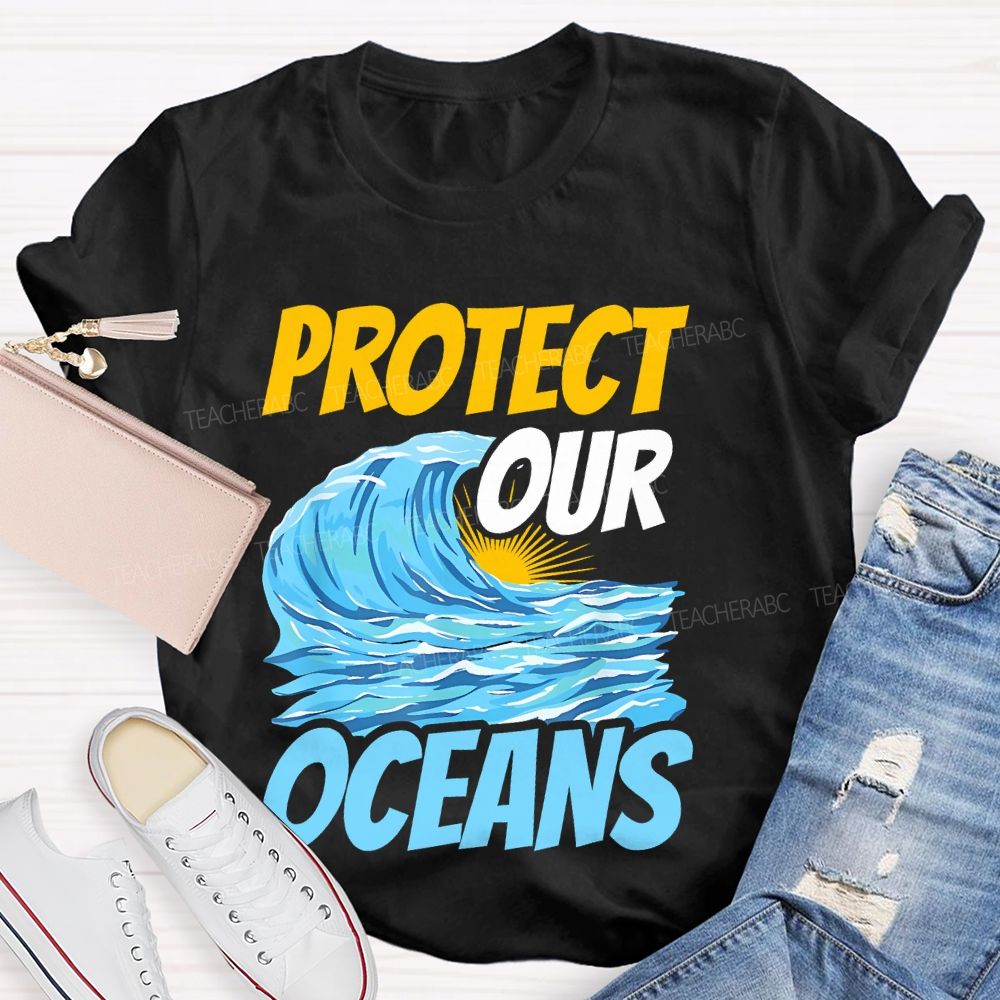 Protect Our Oceans Pattern Teacher T-shirt