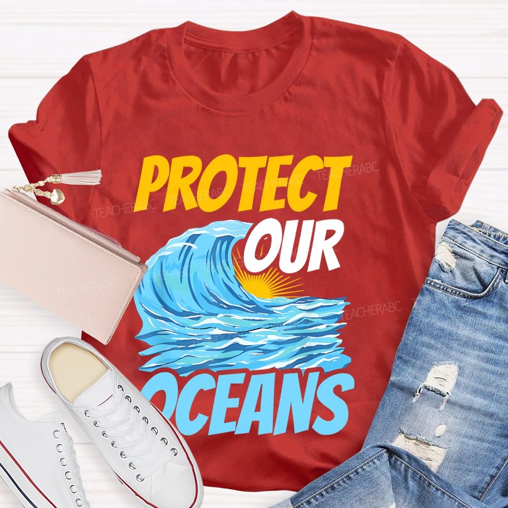 Protect Our Oceans Pattern Teacher T-shirt